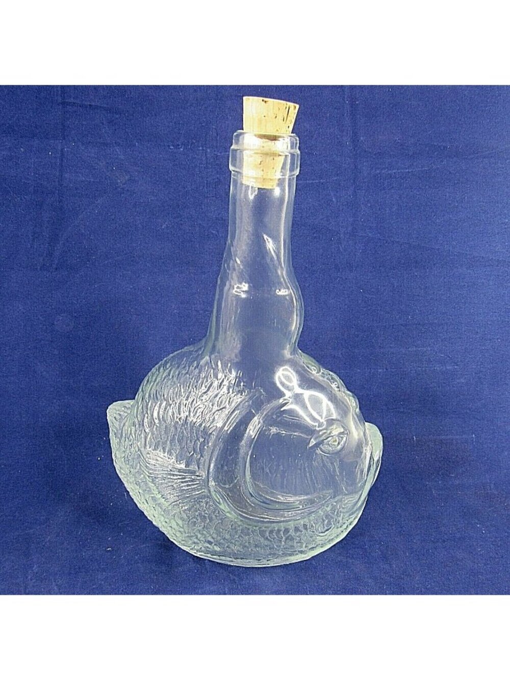 Clear Glass Fish Decanter With Cork Stopper 9.5 In Decorative Nautical Puffer